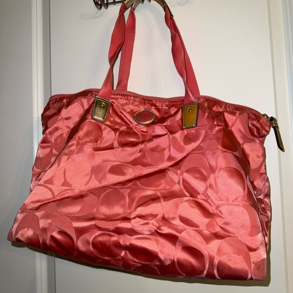 Coach Coral Pink Signature Tote